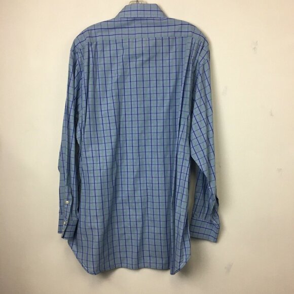 Burberrys of London Mens Blue Plaid 100's 2 Ply Cotton Button Up - Size 17 - 34 - Picture 4 of 5